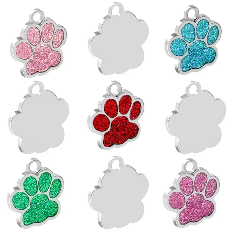 Not engraved Dogs Cat Puppy Collar Nameplate Pet Accessories Bulldog 1Pcs Paw Blank Decoration Color Id Anti-loss Plate Alloy