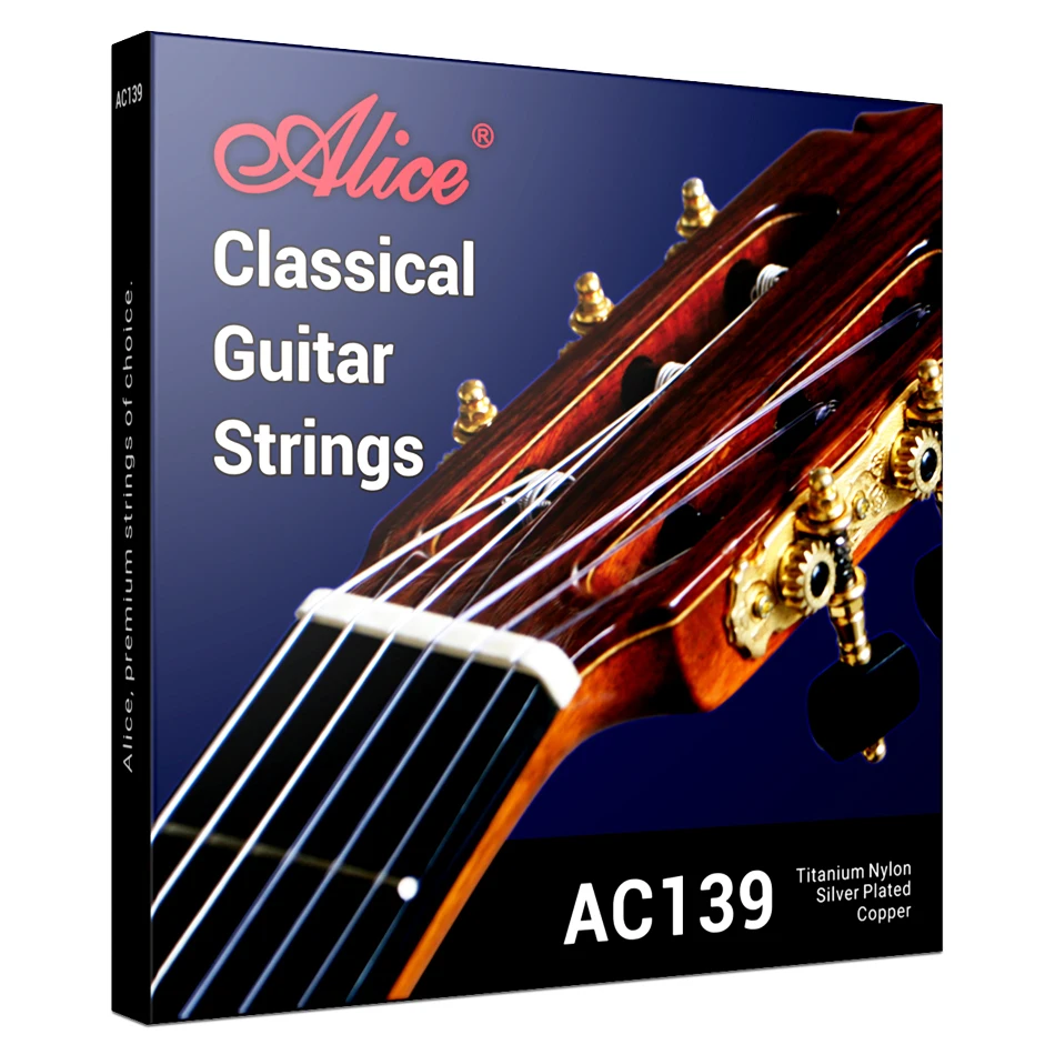 Alice AC139 Classical Guitar Strings Titanium Nylon Silver-plated 85/15 Bronze Wound 028 0285 inch Normal and Hard Tension