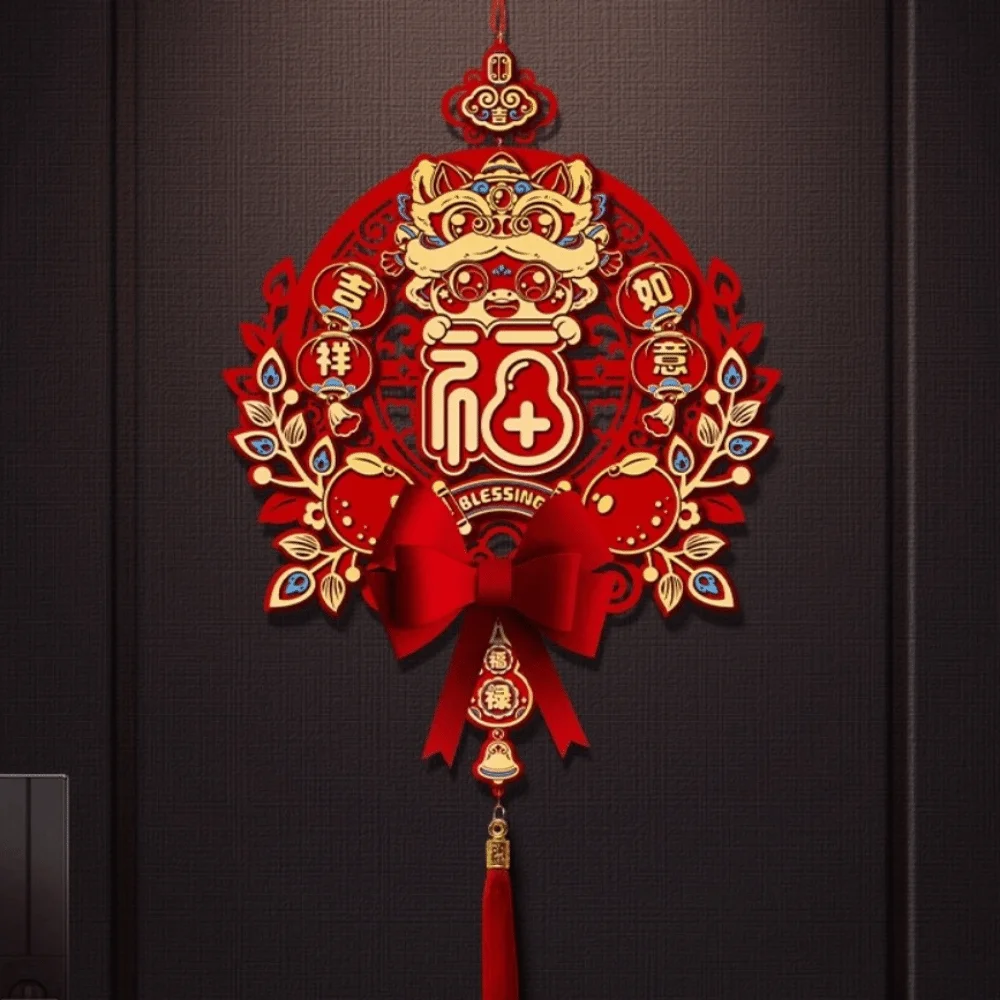 2026 Horse Year Hanging Pendants Chinese Spring Festival Red Lucky Horse Year Wall Ornament Blessing Door Sticker
