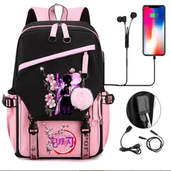 Plecak Anime Demon Slayer Teenarges torbag Kochou Shinobu Tokitou Muichirou Unisex torba na Laptop na ramię torba podróżna na zewnątrz