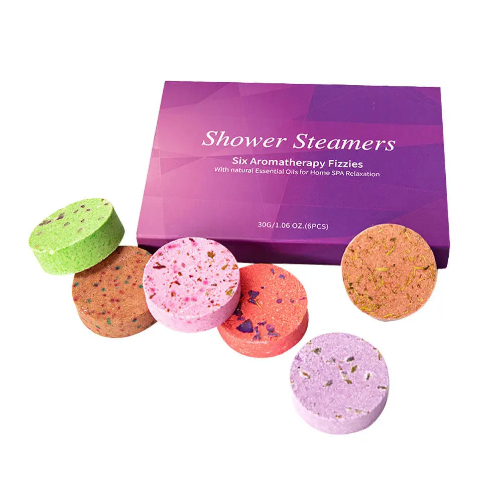 

Набор из 6 натуральных ароматических таблеток для ванн, растворимые паровые бомбочки для душа, для снятия усталости кожи, для женщин, для отелей