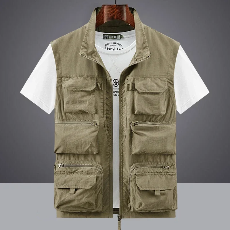 Men Summer New Outdoor Vest 6XL Utility Tactical Multi-pocket Vest Techwear Outdoor Hiking Fishing Photography Safari Cargo Vest