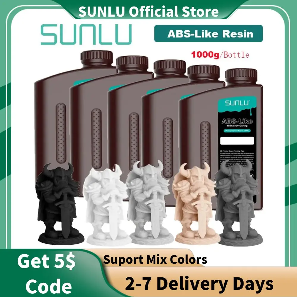 

SUNLU Standard Resin/ABS Like/Water Wash/14K Standard Resin 5KG 1KG/Bottle 405nm UV Resin 3D Printing For LCD 3D Printer