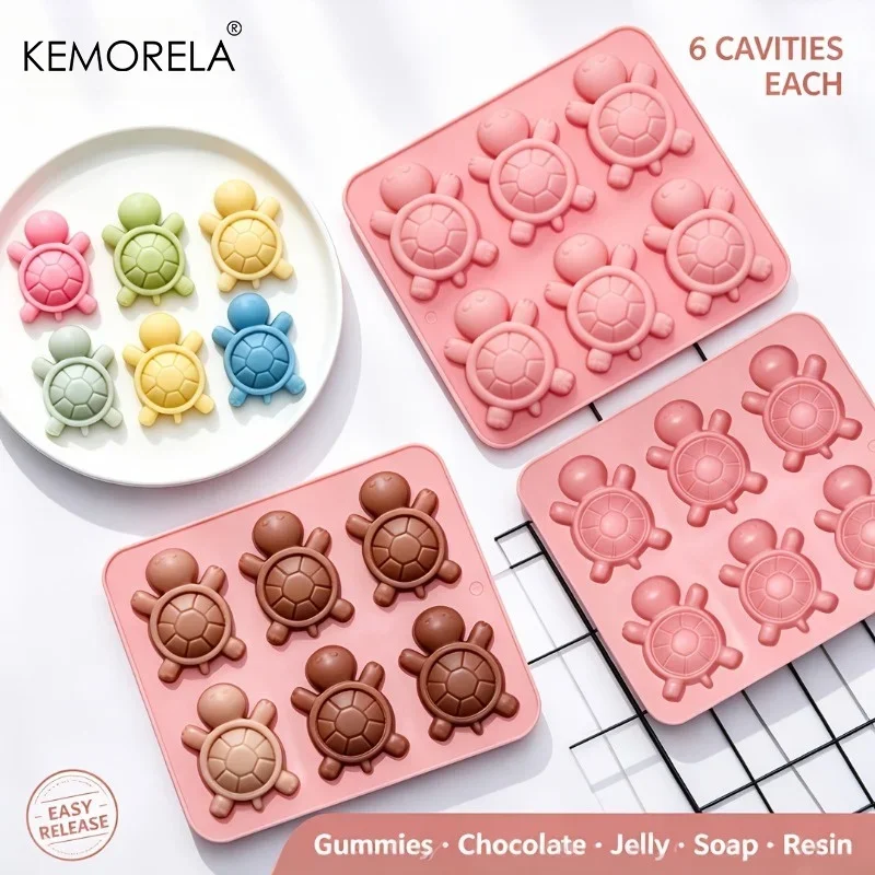 1/2PCS Sea And Sea Animal Gummy Candy Molds 6-Cavity Suitable for Baking, Chocolate Tortoise Shaping for Jello, Cake Decorations