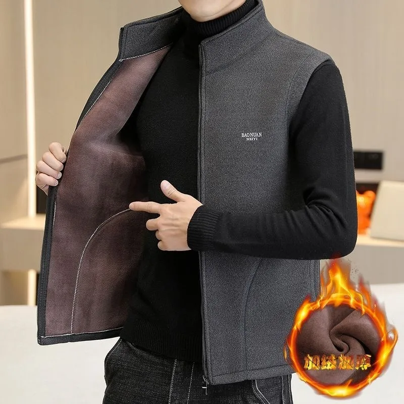 

Men Sleeveless Jacket Winter Men Clothes Stand Collar Korean Fashion Male Waistcoat Short Coat Gilets Thicken Thermal Vest