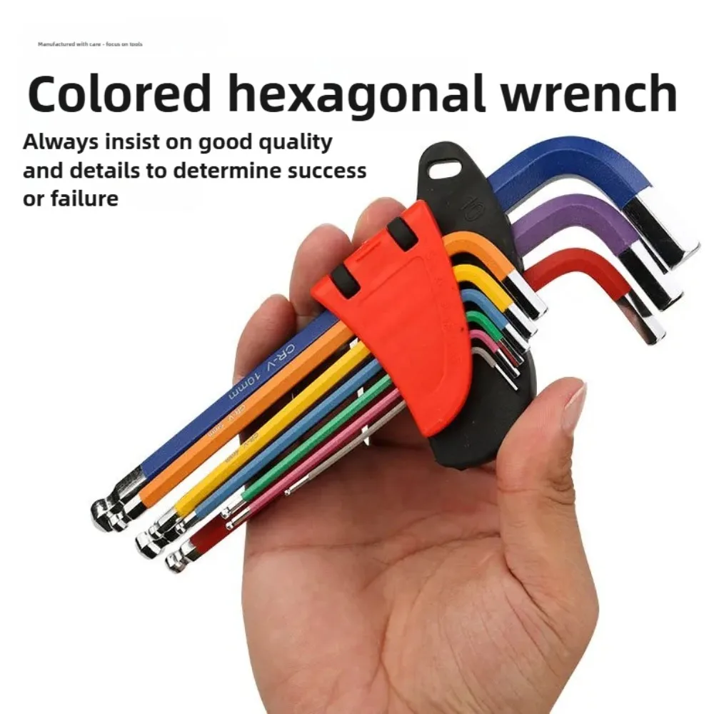 Allen Key Set L Wrench Kit For Allen Screw 9PCS Long Arm Hex Key Set 1.5mm To 10mm Hexagon Spanner Hand Tools For Bicycle Repair