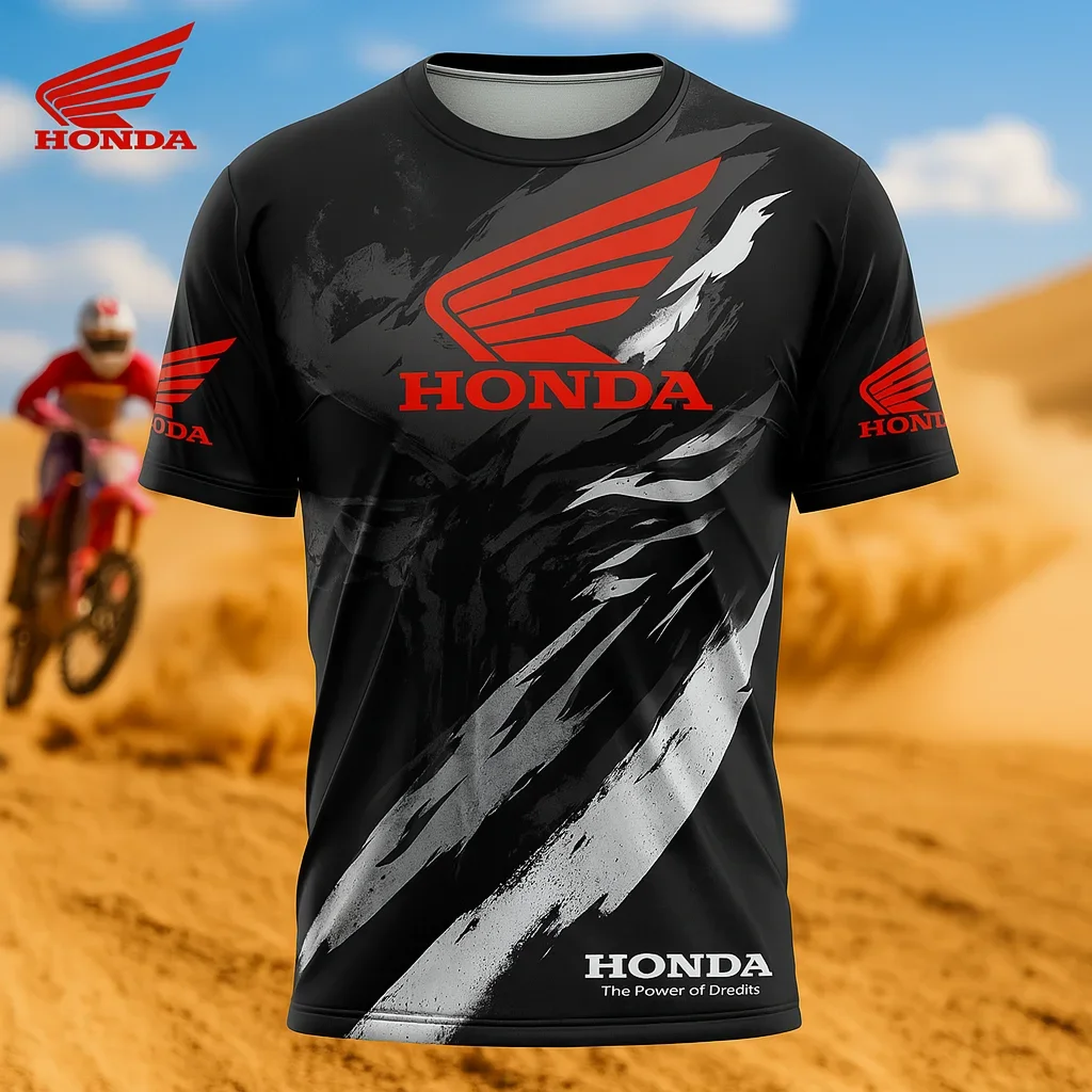 

Classic Honda Motorcycle Fan Riding T-shirt Trendy Casual Streetwear Comfortable and Breathable Short Sleeve for Daily Use