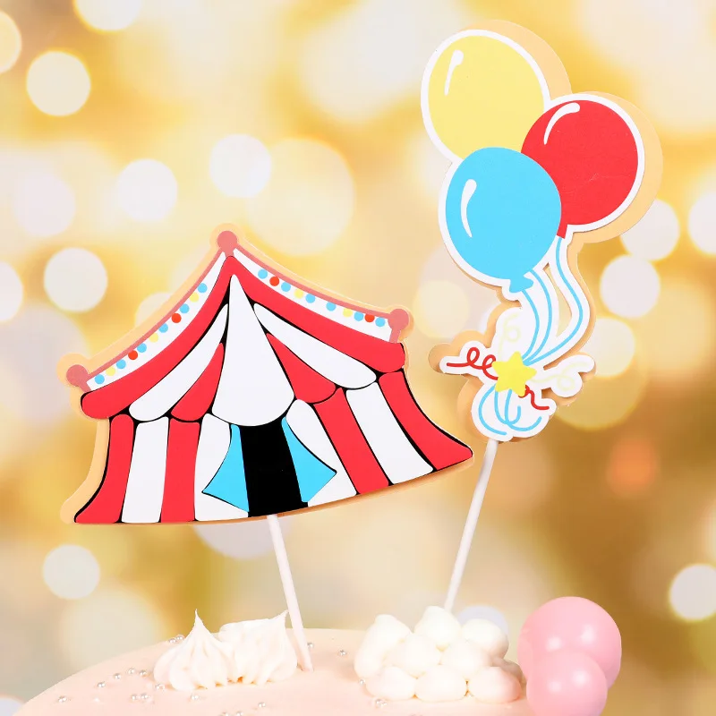 Cake Topper DIY baby Girl Circus Clown Cupcake Toppers Cake Flags Kids Boys Happy Birthday Wedding Bride Party Baking Decoration