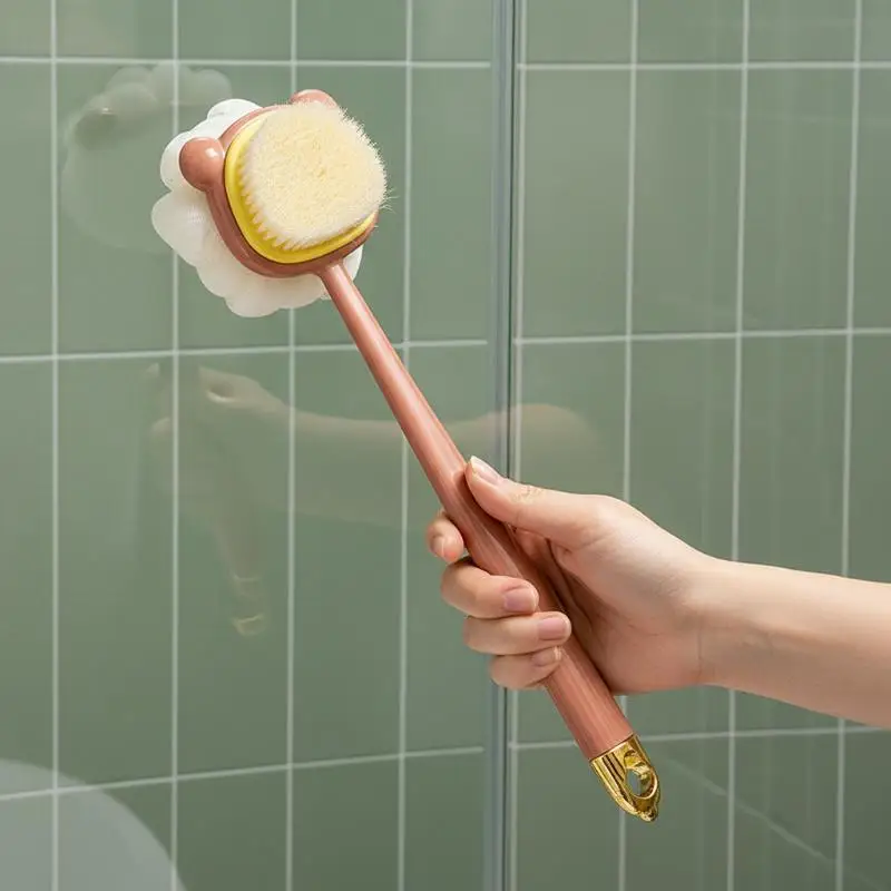 Long Handle Bathing And Brushing The Back Sponge Soft Hair Bath Brush Doubleside Rub Shower Brush Back Scrubber Exfoliating Tool