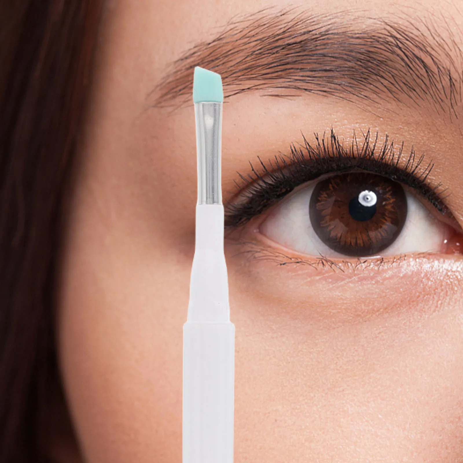 3-teilige, kappengeschützte Silikon-Augenbrauenpinsel mit feinen Borsten für scharfe Augenbrauenformung, Mischung, Lidschatten und Mascara-Reinigung, waschbar