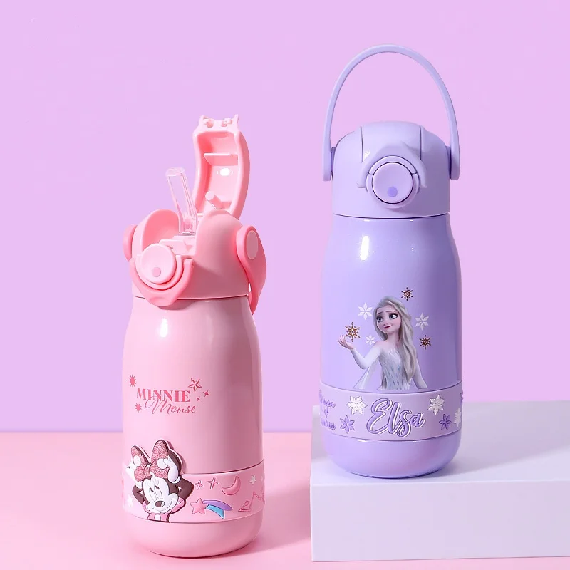 Miniso Disney Lotso 450ML Insulated Cups Cartoon Kawaii Mickey Stainless Steel Water Bottle Printing Portable Child Drinking Cup