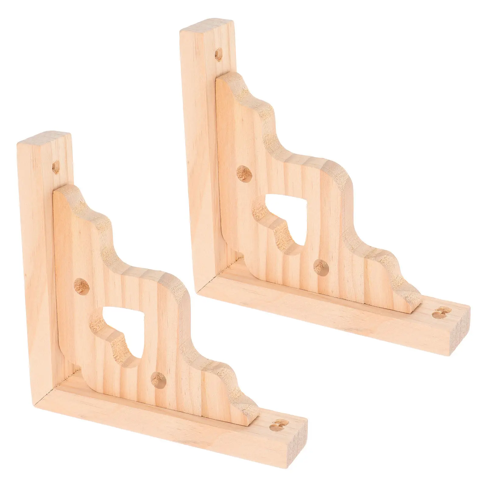 2Pcs Triangle Shaped Shelf Brackets Solid Wood Heavy Duty Wall Mounted Floating Shelf Brackets for Kitchen Bathroom Bedroom Wall