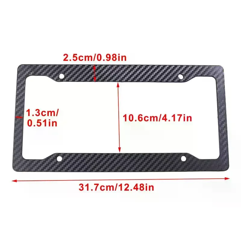1/2Pcs Universal License Plate Frame Carbon Pattern Plastic License Plate Frame Bracket With Standard Screw Kits