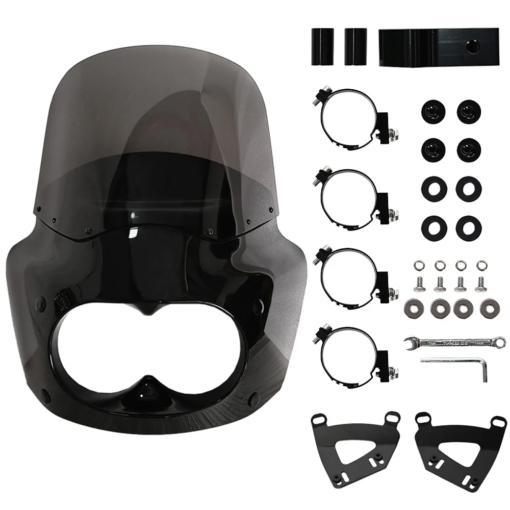 

11 inch Smoke PC Windshield Windscreen&Club Style Fairing with Bracket for Harley Davidson Dyna Fat Bob FXDF 2008-2017