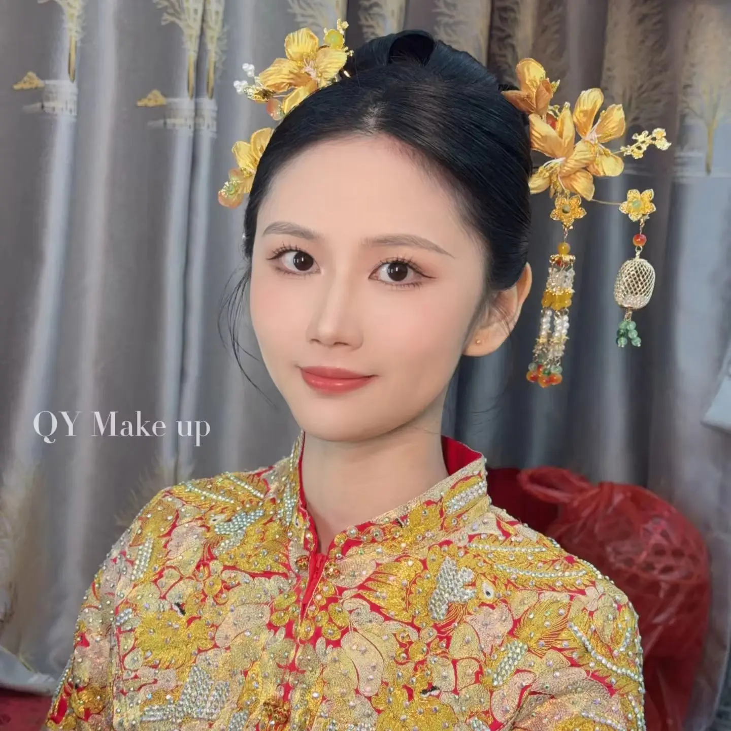 ゴールデンヴィンテージ花柄花嫁ウェディングヘアアクセサリーセット伝統的なフリンジヘッドウェア古典的なラテルンヘアピン-xiuhe-ヘッドウェア
