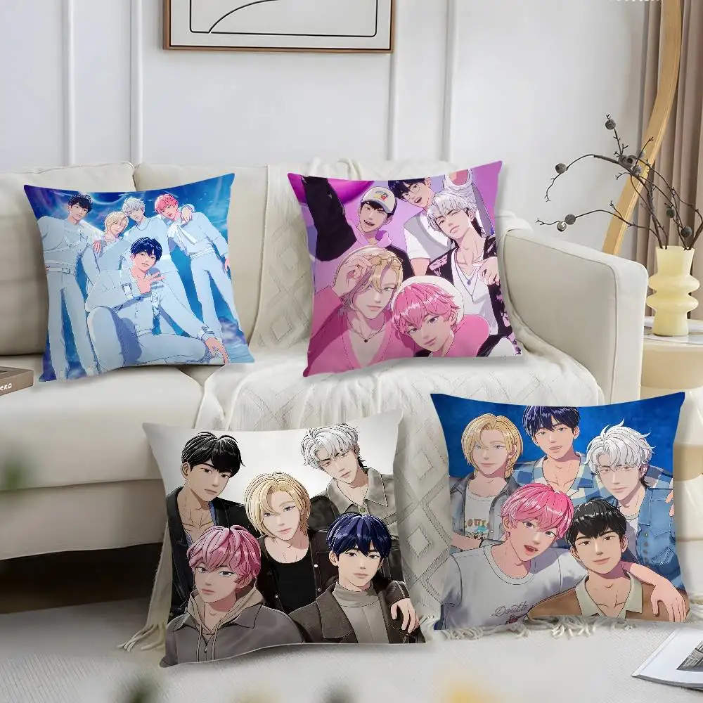 Kpop P-PLAVE Kissenbezug, kurz, Plüschdruck, Kissenbezug, quadratisch, Dekokissenbezüge, Sofa, Heimdekoration