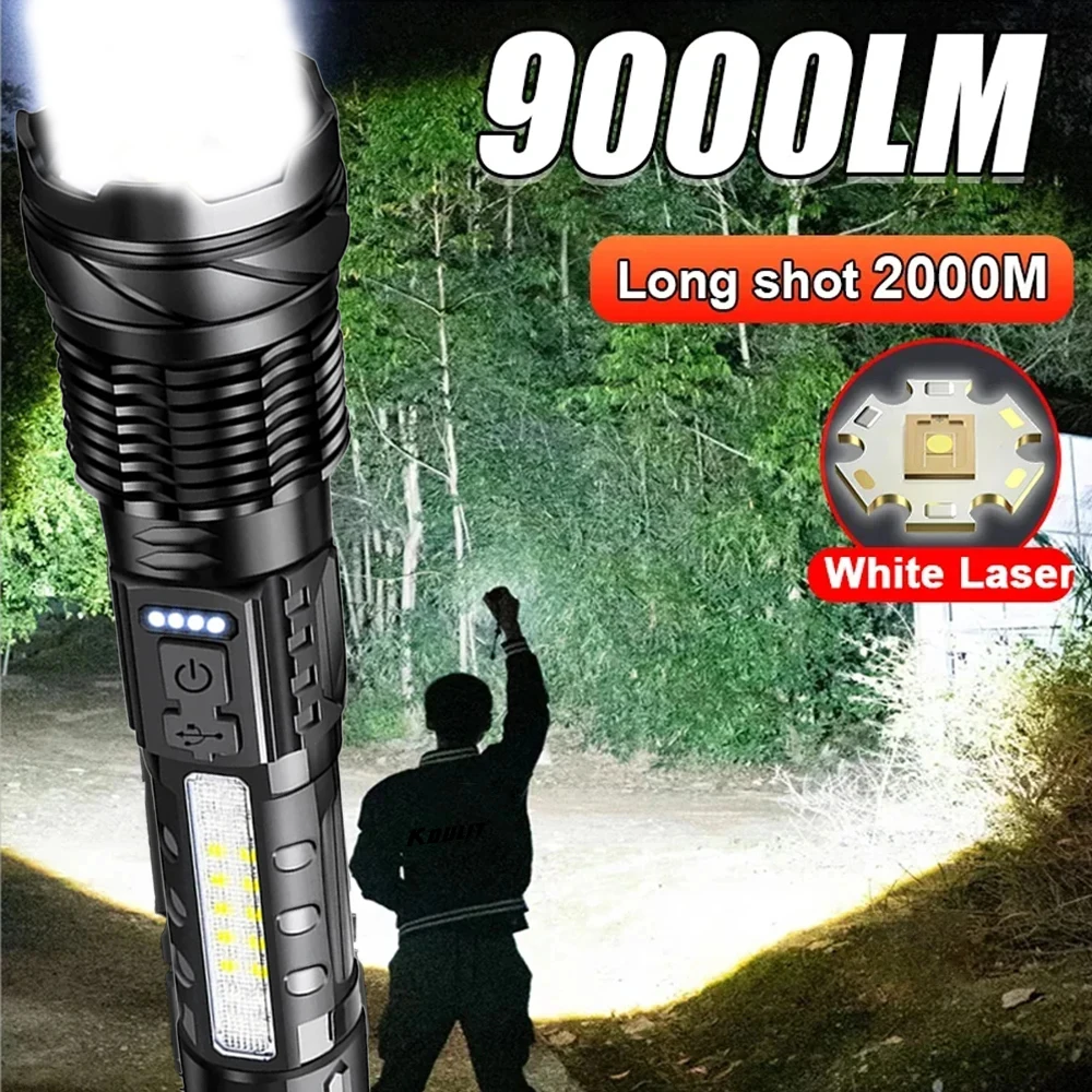 Linternas Led de alta potencia, focos tácticos de emergencia, Zoom telescópico, batería integrada, linterna de Camping recargable por USB