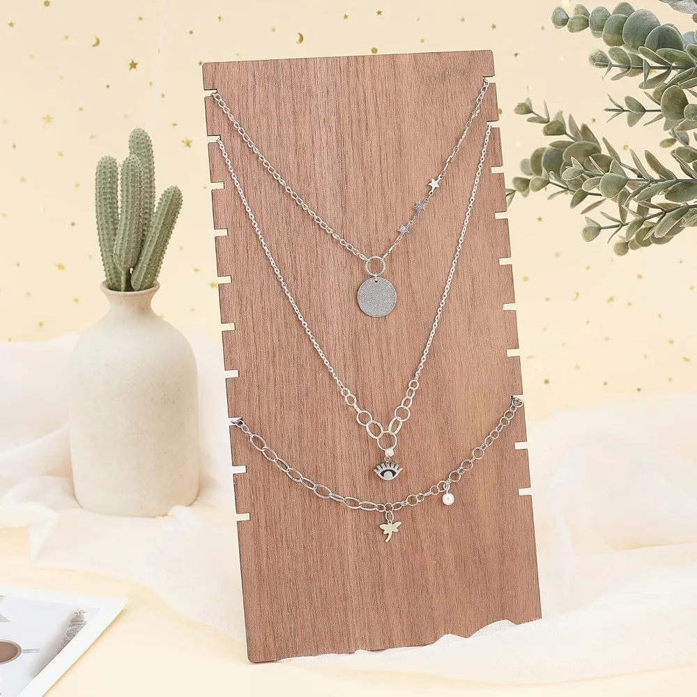 Necklace Easel Display, 10 Slot Wooden Jewelry Display Multiple Necklace Bust Pendants Choker Holder Stand for Retail Store