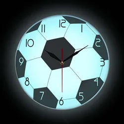 Voetbal 3D Gedrukt Wandklok Met Backlight Voor Woonkamer Voetbal Neon Light Home Decor Modern Design Lichtgevende Klok