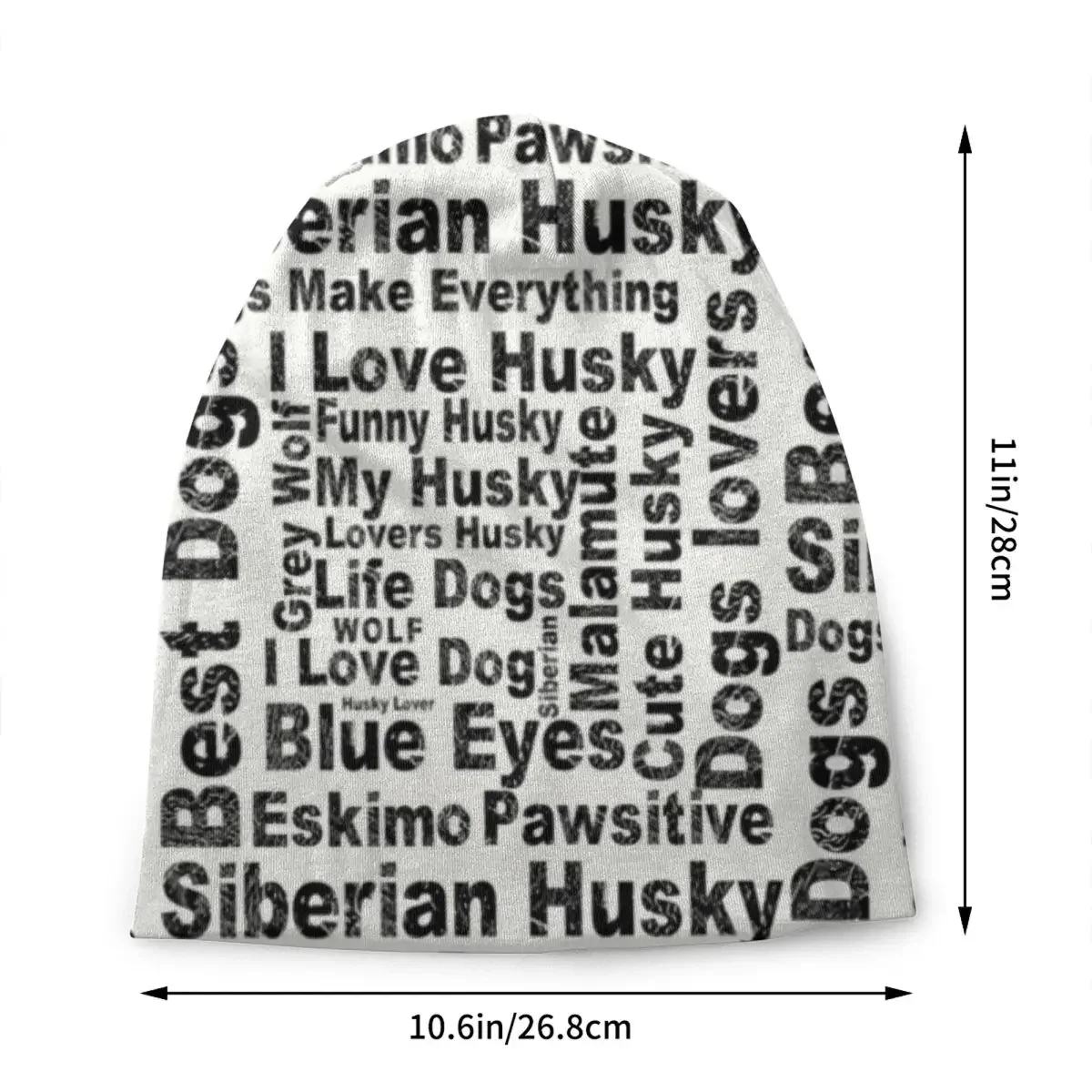 Typography Words Siberian Husky Skullies Beanies Caps Unisex Winter Warm Knitted Hat  Hip Hop Adult Bonnet Hats Outdoor Ski Cap