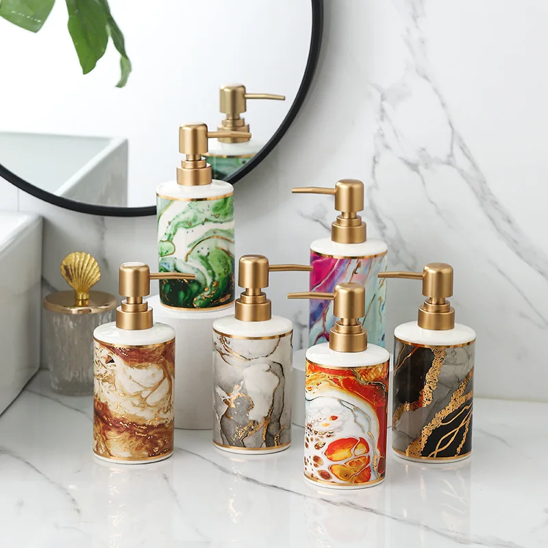 380Ml Creative Ceramics Soap and Gel Dispenser Luxury Soap Bottle Refillable Lotion Liquid Storage Container