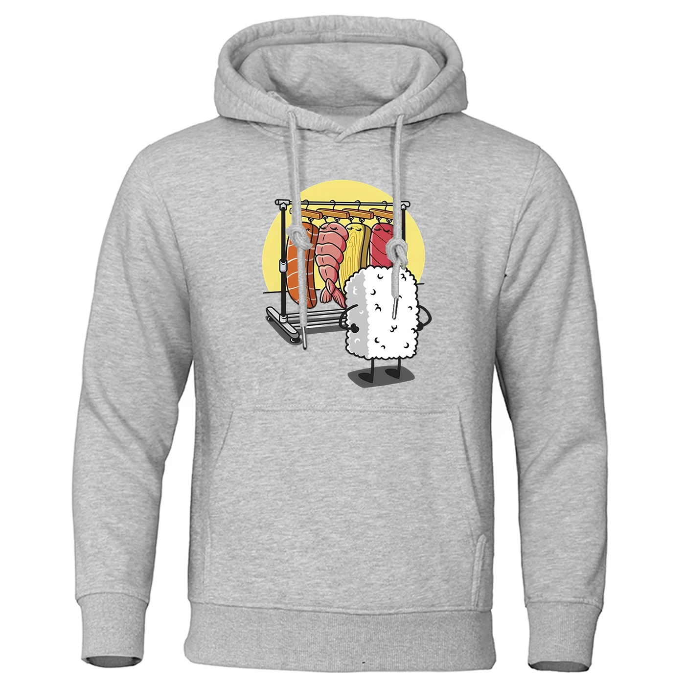 Men's 2025 Spring And Autumn Practical Fabric Suitable for close fitting wear Hoodies Funny Sushi Wardrobe Logo Print Coat