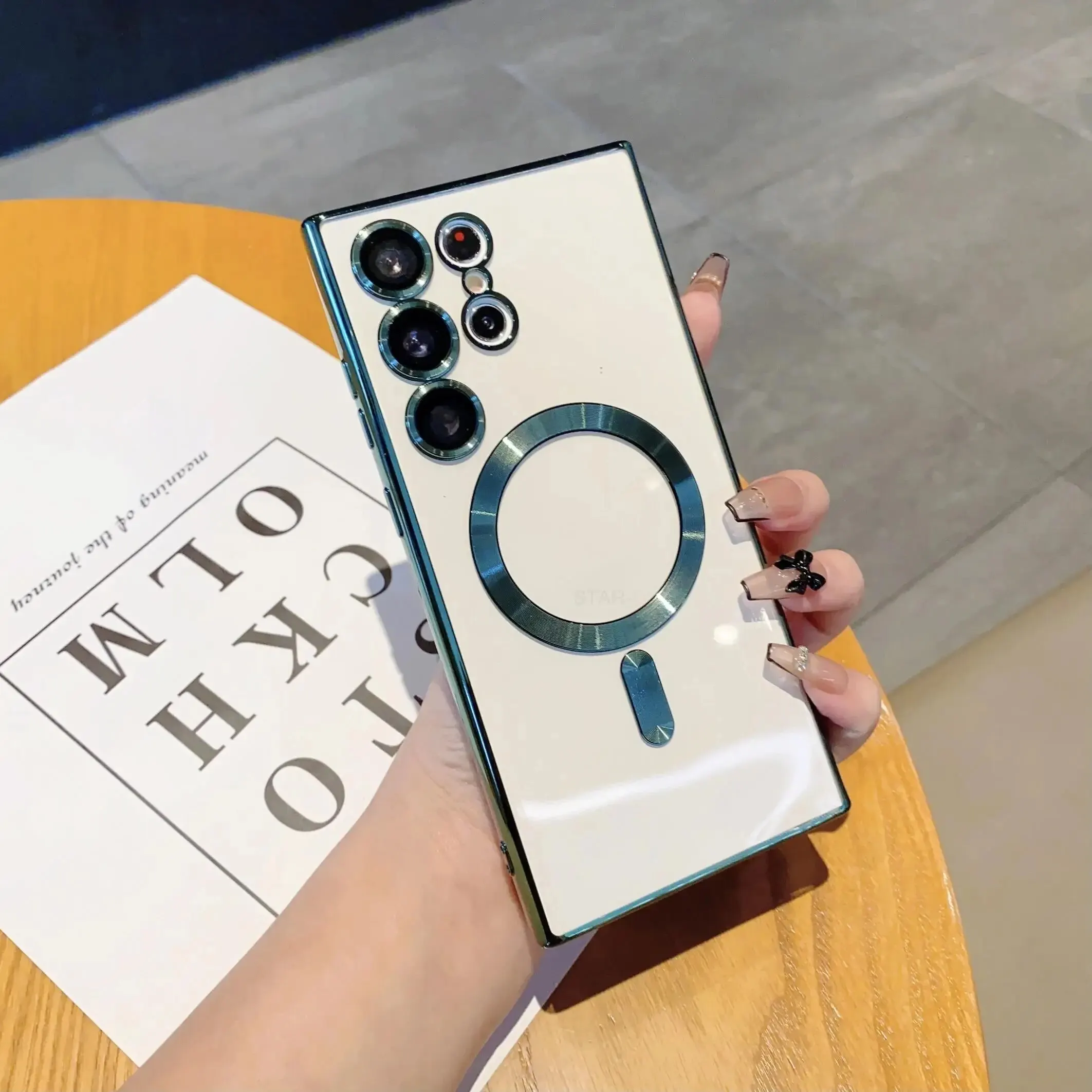 حافظة فاخرة شفافة لهاتف Magsafe لهاتف سامسونج جالاكسي S22 S23 Ultra Plus غطاء سيليكون مقاوم للصدمات #3