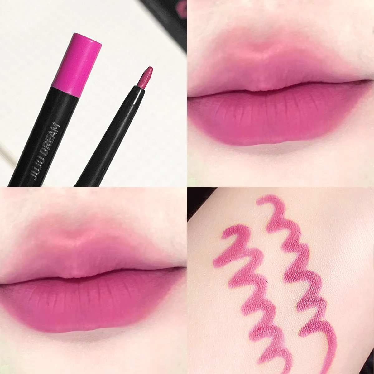 Delineador labial colorido, pêssego marrom baga, copo antiaderente nude duradouro, batom segurando maquiagem lápis labial, cor lisa três dimensões