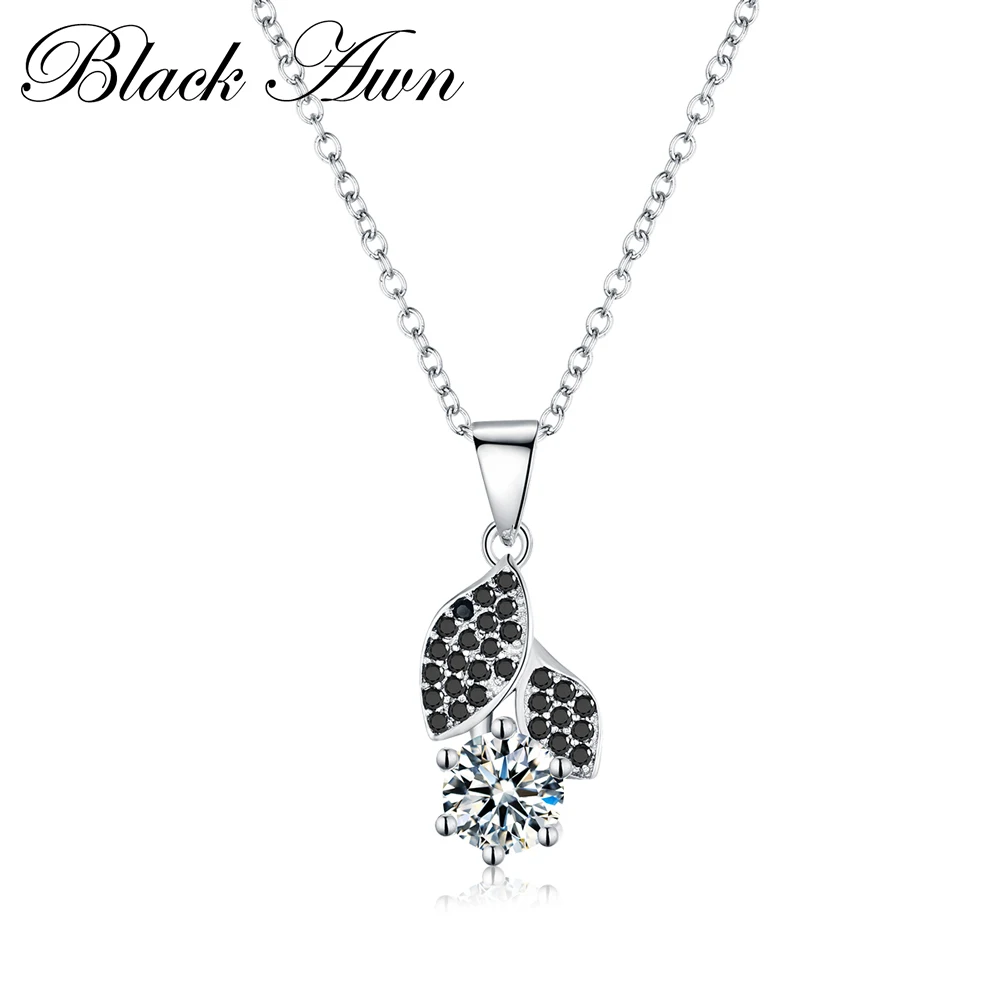 Black Awn Hot Sale Fashion Lucky Trendy Genuine 100% 925 Sterling Silver Necklaces Pendants Jewelry Necklace Women Bijoux P145