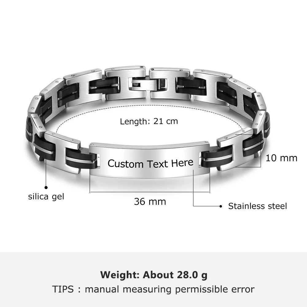 Fashion Stainless Steel Men Bracelets & Bangles Punk 210mm Length Black Men Bracelets New Dad Gift