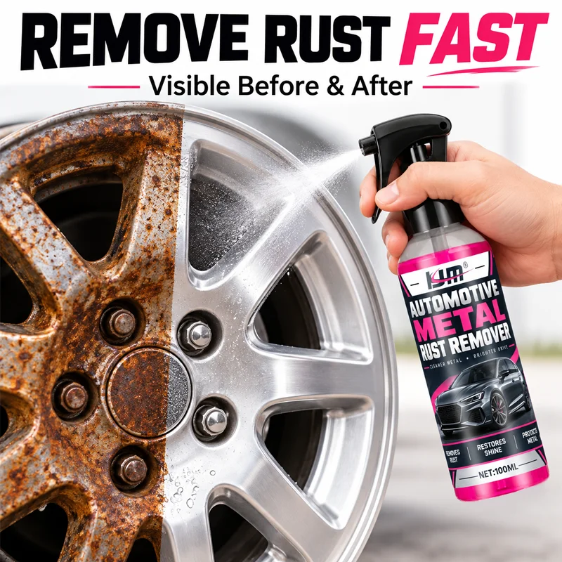 KJM Car Rust Remover Spray 100ml Wheel Rust Cleaner Brake Disc Metal Surface Care Fast Removal Auto Repair Tool