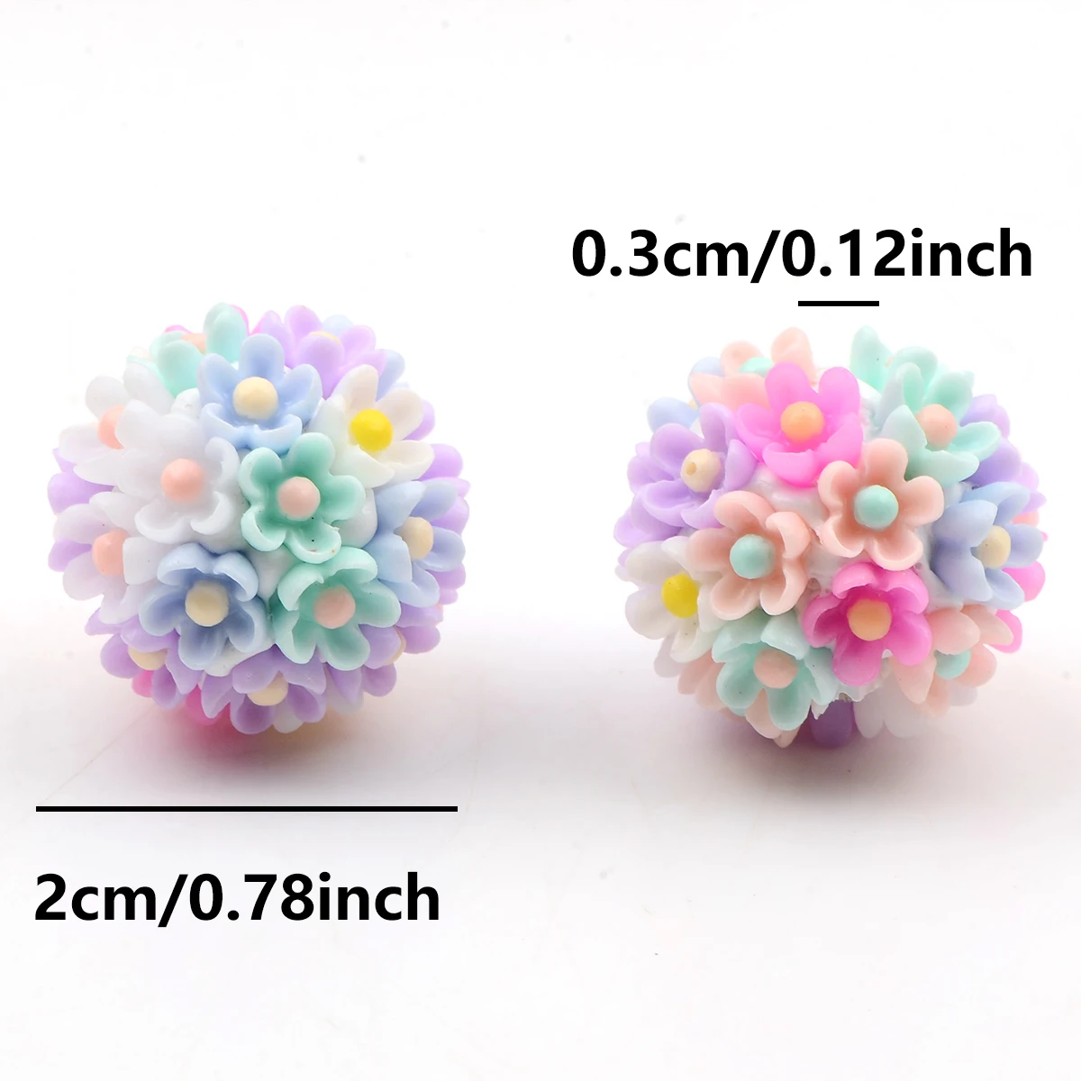 4pcs Beautiful Flower Balls Round Beads for Jewelry Making DIY Bracelet Phone Pen Bag Chain Beaded Decors Accessories