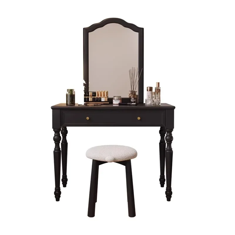 American retro dresser master bedroom black solid wood makeup table