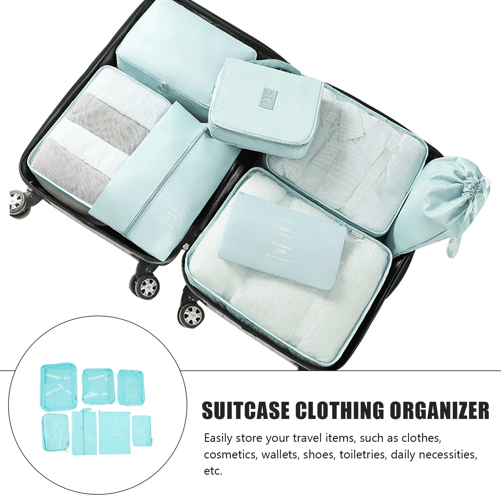 

1 set Travel Clothing Storage Bag Waterproof Laundry Organizer Drawstring Suitcase Underwear Garment Daily Essentials