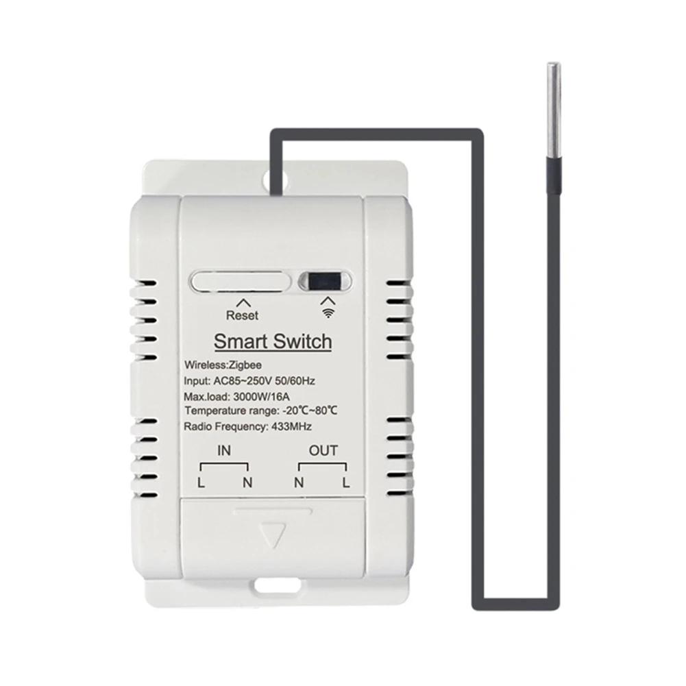 

B92B-Tuya Zigbee переключатель температуры 16A умный беспроводной термостат с датчиком температуры 1 м поддерживает голосовое управление