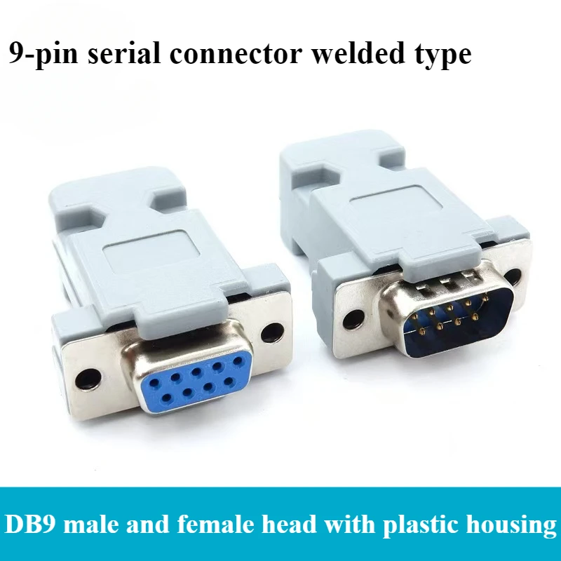 5PCS RS232 Serial Port Connector DB9 Female Male Socket Plug Connector 9pin Copper RS232 COM Socket Adapter Plastic Shell