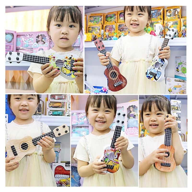1 szt. 4-strunowa Mini Gitara Instrumenty Muzyczne Prezenty Zabawki Edukacyjne Wczesnoszkolne Dla Początkujących Dzieci Ukulele 21 Calowe