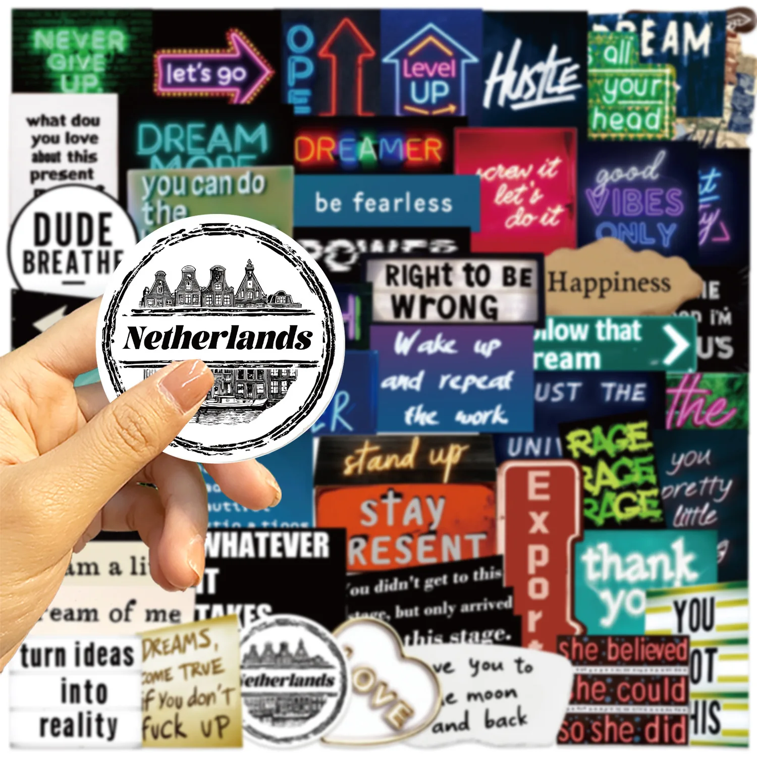 50/100PCS Cartoon Koude Graffiti Tekst Graffiti Stickers Decoratieve Gitaar Notebook Bagage DIY Waterdichte Briefpapier Stickers