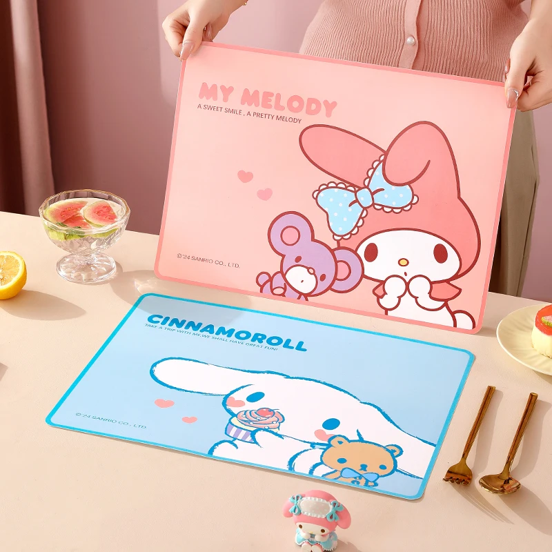 Cute Cartoon Kitty Cinnamoroll Melody Table Mat Placemat Pp Insulation Pads Anti-Scald Waterproof Oil-Proof Household Tableware