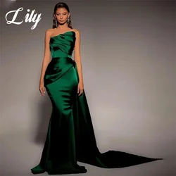 Lily Drak Green Formal Dresses Strapless Pleats فساتين للحفلات الراقصة Trumpet Special Occasion Dresses Sleeveless Prom Dress