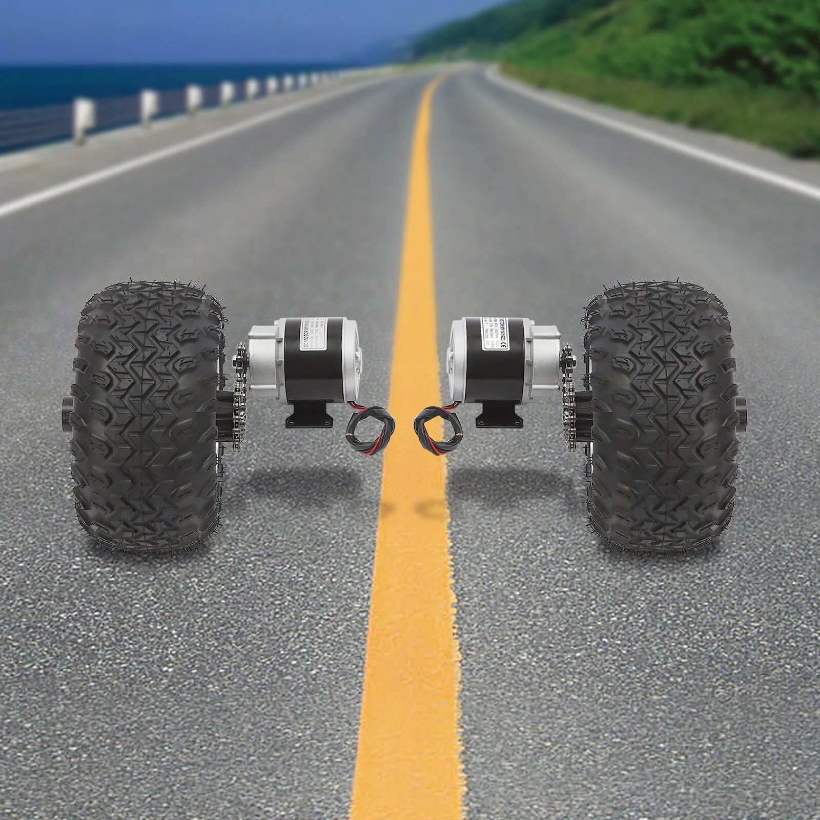 

Black Scooter Modification Kit Copper+Iron+Aluminum - 350W Brush Gear Motor&330.69-440.92Lbs Load, 10In Anti-Slip Wheels