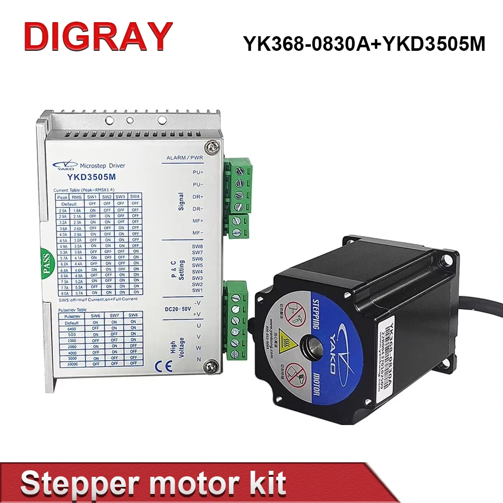 

DIGRAY Stepper Motor Driver Kit 3 Phase YK368-0830A+YKD3505M Series for CNC Router Engraving Milling Machine CO2 Laser Cutting