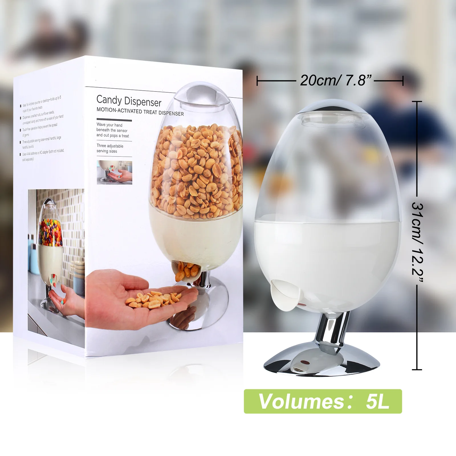 Slimme Snoepjes Station Sensor Snoep Dispenser Touchless Zwarte Snack Food Container Zoete Opslag Pot Batterij 4 Stuks Van Aa Grootte