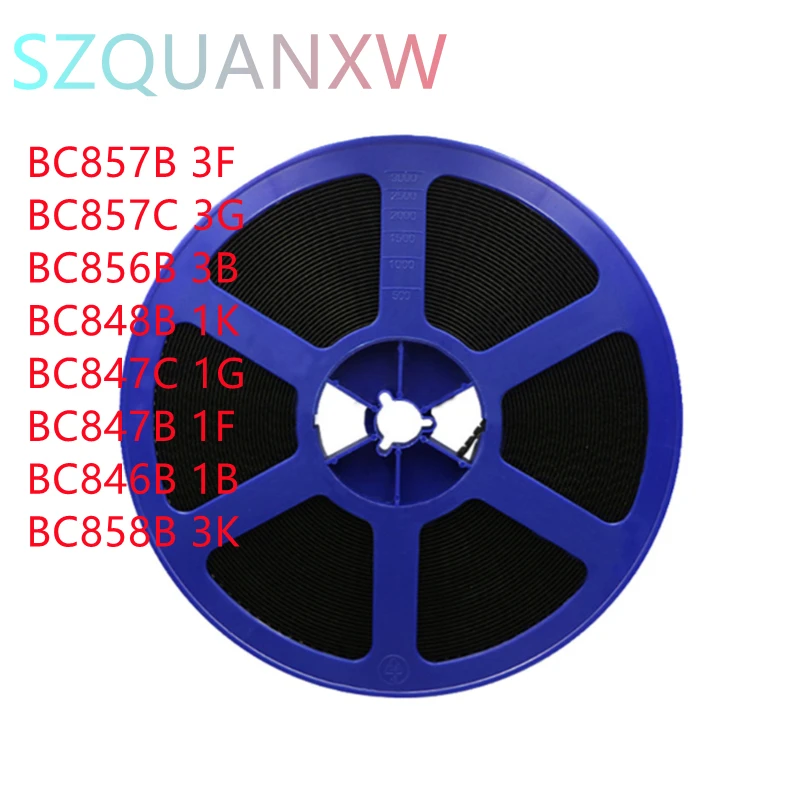 3000 stücke/Rolle bc857b 3f bc857c 3g bc856b 3b bc848b 1k bc847c 1g bc847b 1f bc846b 1b bc858b 3k sot-23 ransistor