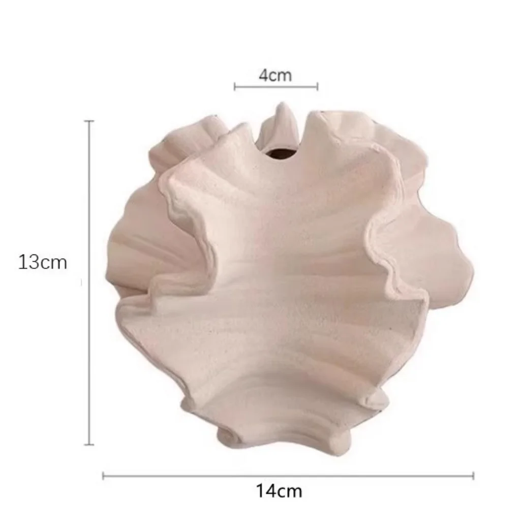 Creative Irregular Shell Resin Vase Art Beige Matte Simple Origami Flower Pot Living Room Decoration Desktop Center Floral Vases