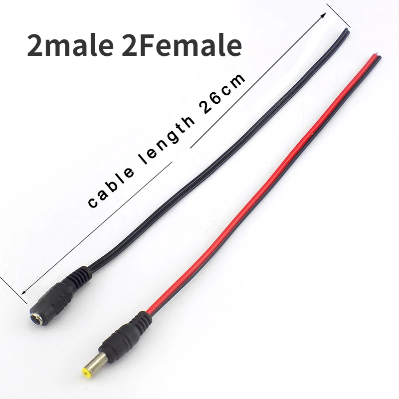 Złącza 12V DC męskie żeńskie 5.5x2.1mm 12V żeńskie/męskie gniazdo zasilania DC wtyczka Jack przewód łączący 2 męskie 2 żeńskie Drop Ship