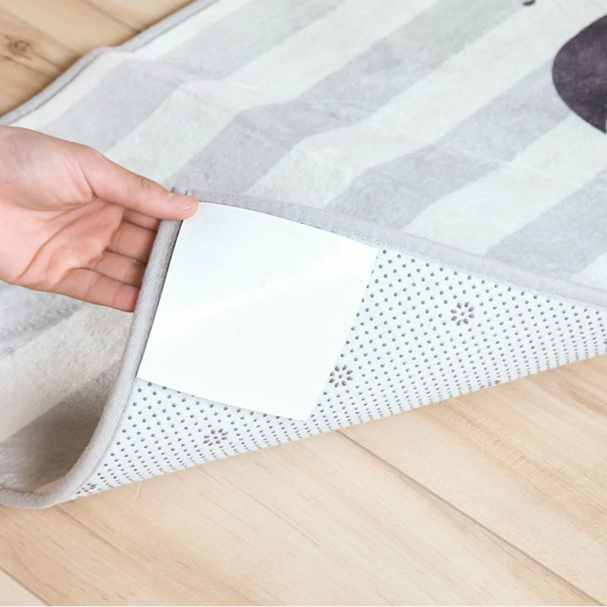 

12pcs Square Anti Slip Carpet Sticker Non Slip Floor Mat Sticker Hook Loop Adhesive Easy Install No Residue