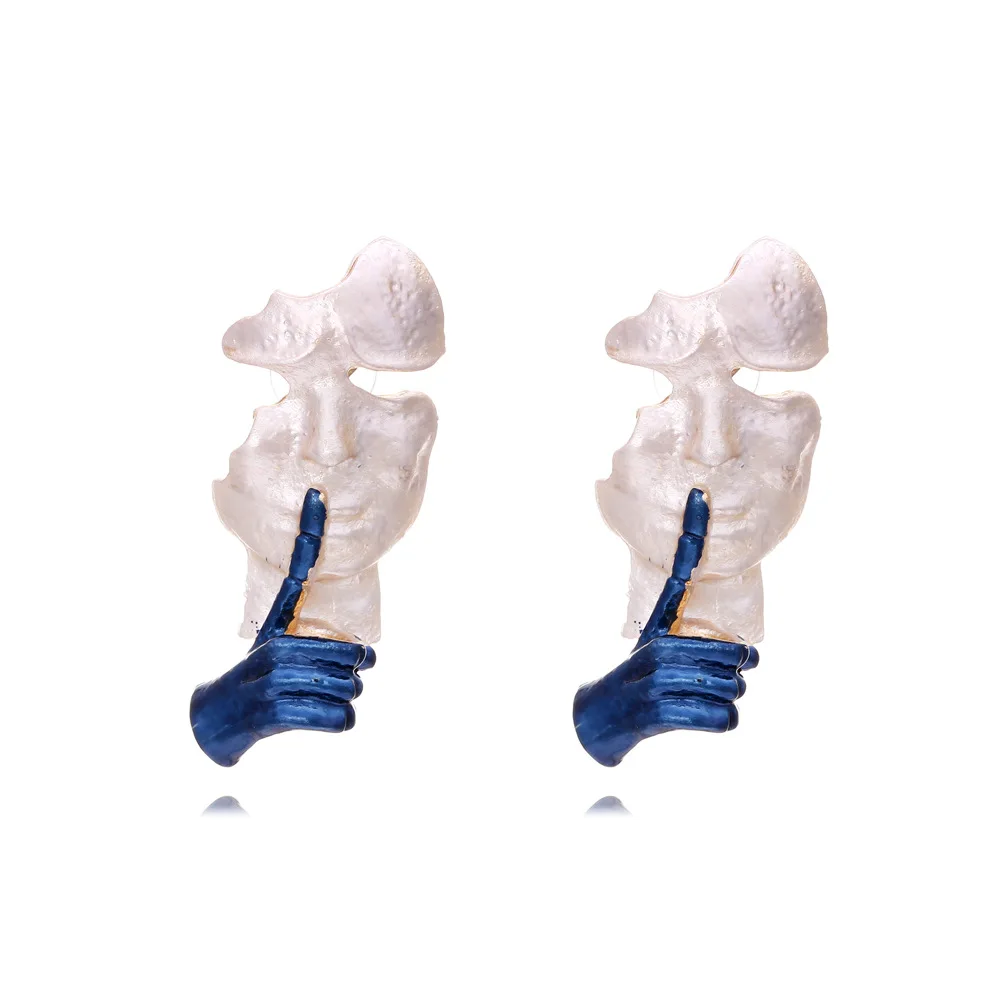 Personality Design Sense Abstract Silent Figure Mask Earrings Thin Coated Face Earrings New Earrings Women
