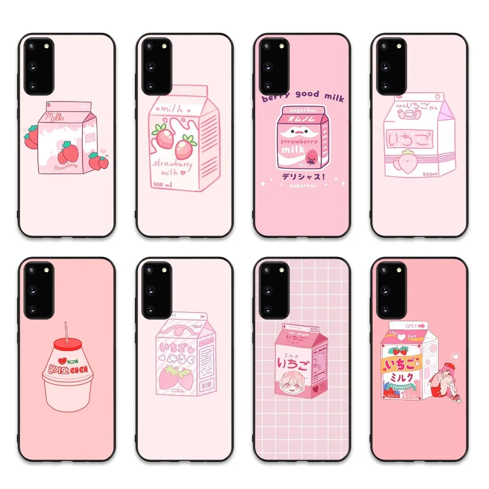 Strawberry Milk Phone Case For Samsung S 9 10 20 21 22 23 30 23plus lite Ultra FE S10lite Fundas