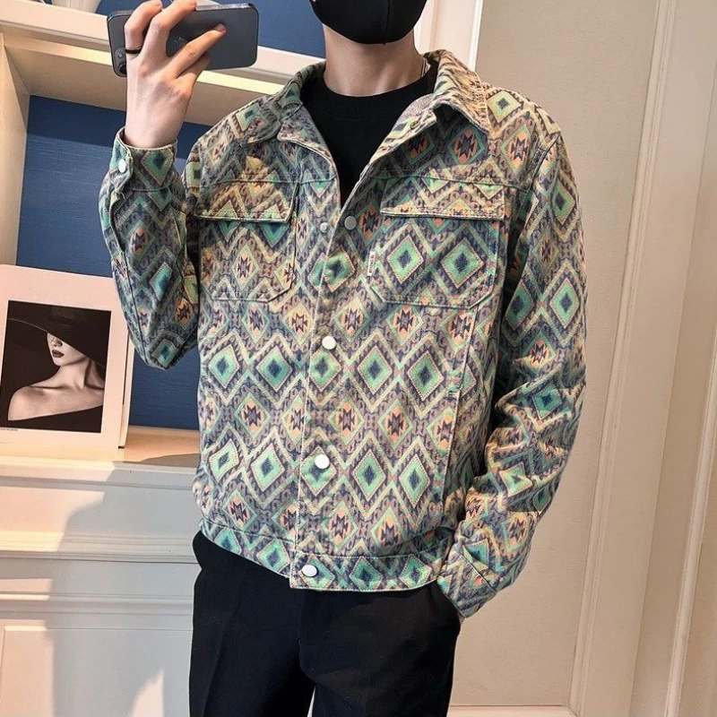 가을 겨울 남성용 데님 재킷 패브릭 저가 패션 빠른 배송 캐주얼 카우걸 한국 남성용 데님 재킷